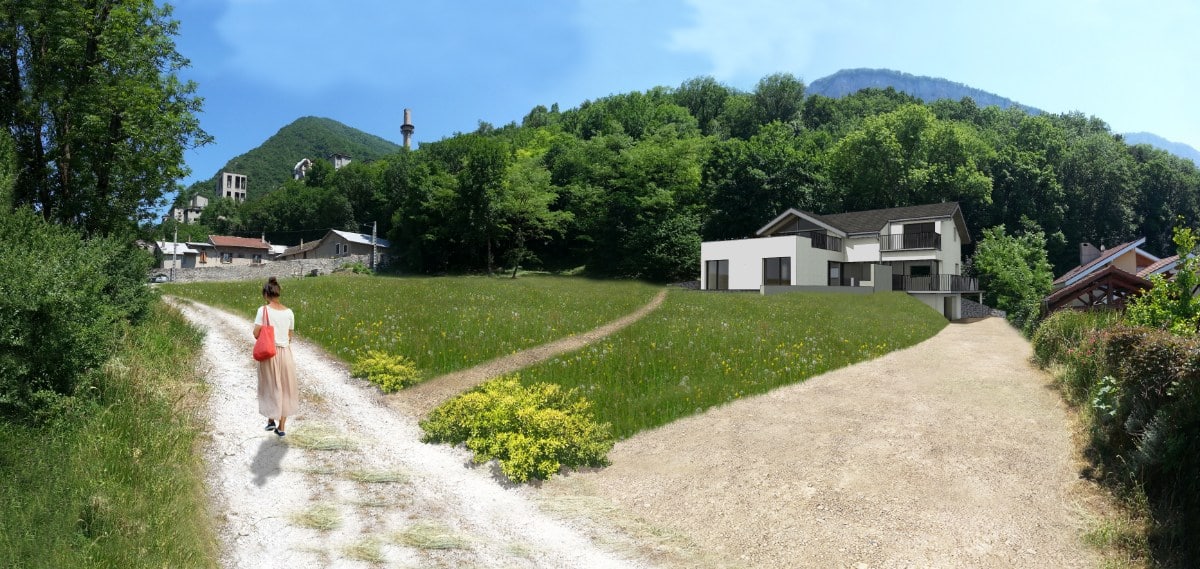 Vue intérieure - Conception d'une maison d'architecte - architecte à Voreppe